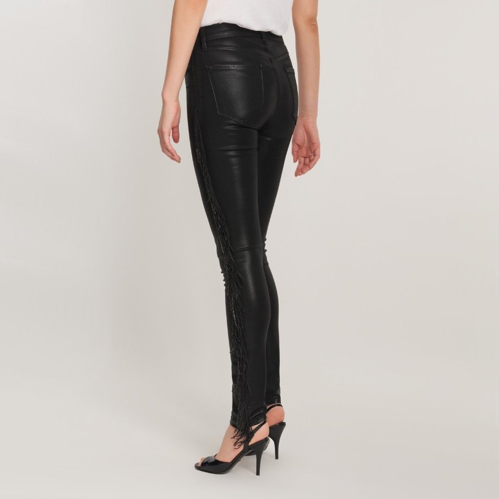 J Brand black crystal fringe high rise skinny jeans - Picture 10 of 16